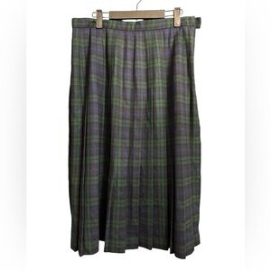 Vintage Eddie Bauer Plaid Tartan green skirt, size 16 petite